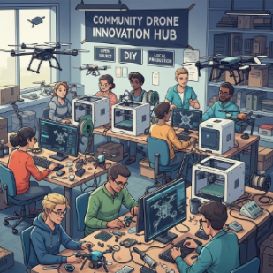 A schematic of a drone part being manufactured